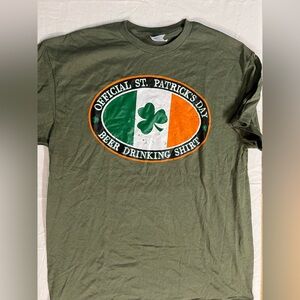 St Patricks Day Beer Drinking Shirt Mens Large Green Graphic Tee Irish
